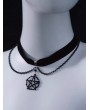 Black Gothic Pentagram Pendant Velvet Choker with Chains