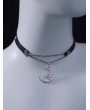 Black and Silver Moon Faux Leather Thin Choker