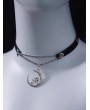 Black and Silver Moon Faux Leather Thin Choker