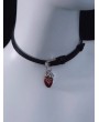 Black Heart Pendant Buckle Faux Leather Choker