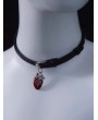 Black Heart Pendant Buckle Faux Leather Choker