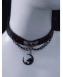 Black Gothic Crescent Moon Chain Layered Choker