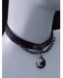 Black Gothic Crescent Moon Chain Layered Choker
