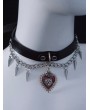 Black Punk Gothic Silver Chain Heart Pendant Choker
