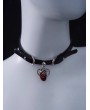 Black Gothic Heart Pendant Double Buckle Choker