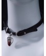 Black Gothic Heart Pendant Double Buckle Choker