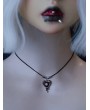 Black Gothic Red Heart Crystal Pendant Necklace