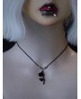 Black Retro Gothic Cord Necklace with Rose Pendant