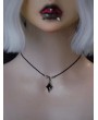 Black Gothic Starburst Diamond Shape Pendant Necklace