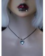 Black and Light Blue Heart Crystal Pendant Necklace