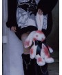 White Plush Bloody Gothic Bow Tie Bunny Doll