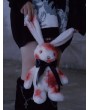 White Plush Bloody Gothic Bow Tie Bunny Doll