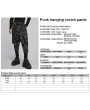 Punk Rave Black and Gray Gothic Punk Textured Drop Crotch Pants for Men