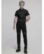Punk Rave Black Gothic Punk Mesh Splicing Tight Pants for Men