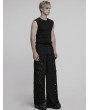 Punk Rave Black Gothic Punk Metallic Straight Loose Pants for Men