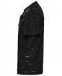 Punk Rave Black Gothic Punk Tattered Mesh Patchwork Short Sleeve T-Shirt for Men