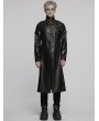 Punk Rave Black Gothic Cyberpunk Studded Leather Collar Long Jacket for Men