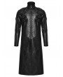 Punk Rave Black Gothic Cyberpunk Studded Leather Collar Long Jacket for Men