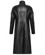 Punk Rave Black Gothic Cyberpunk Studded Leather Collar Long Jacket for Men