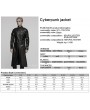 Punk Rave Black Gothic Cyberpunk Studded Leather Collar Long Jacket for Men