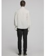 Punk Rave White Gothic Vintage Lace Splicing Shirt for Men
