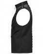 Punk Rave Black Gothic Punk Metal Studded Mesh Splicing Vest for Men