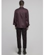 Punk Rave Red Gothic Dark Rose Patterned Loose Shirt for Men