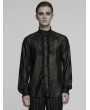 Punk Rave Black Vinatge Gothic Glossy Chiffon Applique Fitted Shirt for Men