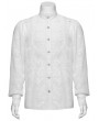 Punk Rave White Vinatge Gothic Glossy Chiffon Applique Fitted Shirt for Men
