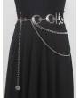 Silver Metal Punk Retro Multiple Moon Star Pendant Waist Chain Belt