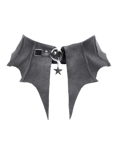 Dark in love Black Gothic Punk Batwing Leather O-Ring Star Drop Choker
