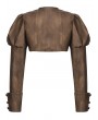 Dark in love Brown Steampunk Vintage Metal Detail Shoulder Cape for Women