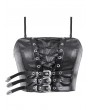 Dark in love Black Gothic Punk Metal Belted Grommet Lace-Up Corset Top for Women