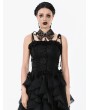 Dark in love Black Gothic Floral Jacquard Tie Strap Bustier Top for Women