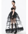 Dark in love Black Sexy Gothic Transparent Layered Trim Mesh Long Dress