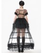 Dark in love Black Sexy Gothic Transparent Layered Trim Mesh Long Dress