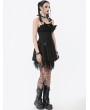 Dark in love Black Gothic Dark Demon Pleated Irregular Mesh Splicing Dress