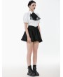 Dark in love White Gothic Victorian Black Lace Cravat Blouse for Women