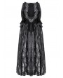 Dark in love Black Gothic Velvet Sheer Lace Panelled Long Fishtail Skirt