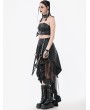 Dark in love Black Gothic Metal Eyelet Punk Mesh Tail Skirt with Pockets