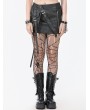 Dark in love Black Gothic Punk Grommet Straps Star Studded Asymmetric Skirt