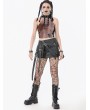 Dark in love Black Gothic Punk Grommet Straps Star Studded Asymmetric Skirt