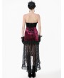 Dark in love Red Glossy Velvet Lace Trim High-Low Gothic Fishtail Skirt