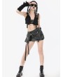 Dark in love Black Gothic Rebel Punk Halter Utility Crop Top for Women