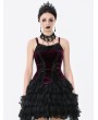 Dark in love Burgundy Gothic Velvet Ruched Lace-Up Corset Top for Women
