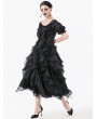 Dark in love Black Gothic Romantic Rococo Lace Short Sleeve Top for Women
