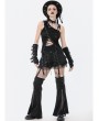 Dark in love Black Gothic Punk Asymmetrical Ripped Punk Cut-Out Top for Women