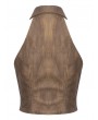 Dark in love Brown Steampunk Underbust Halter Utility Cargo Vest for Women