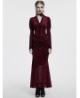 Punk Rave Red Gothic Elegant Velvet Lace Asymmetrical Fishtail Skirt