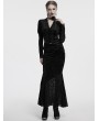 Punk Rave Black Gothic Elegant Velvet Lace Asymmetrical Fishtail Skirt